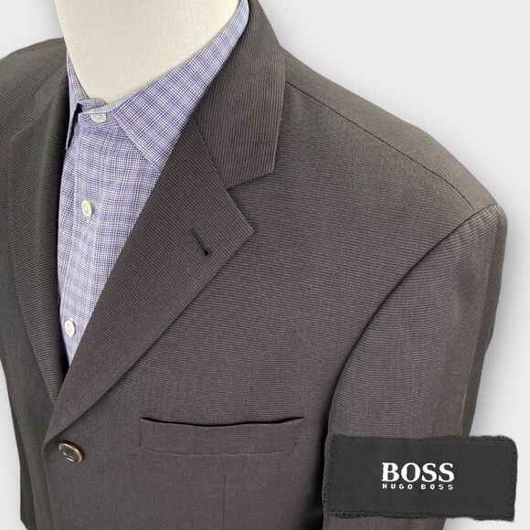 Hugo Boss Blazer Mens 40R 39R BrownTextured Wool Sport Jacket Ventless - Picture 3 of 15
